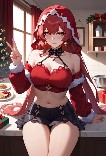 star rail,black swan,Christmas,skirt  - AI generated anime art